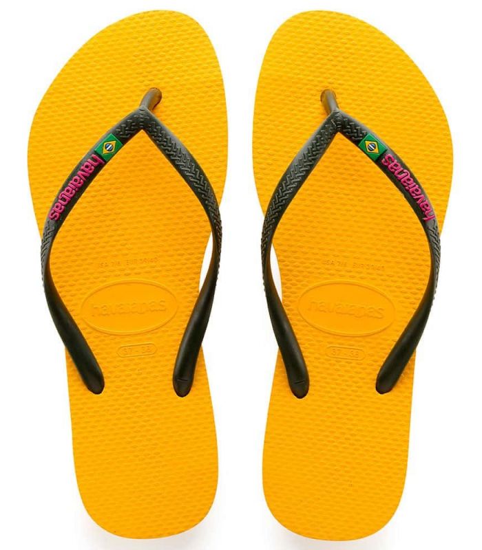 Havaianas Slim Brazil Yellow Logo - ➤ Sandals-Chanclas