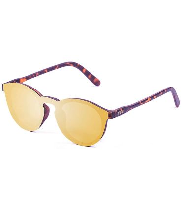 Gafas de sol Ocean Milan Matte Brown Revo Gold con montura marrón mate y lentes planas de espejo dorado.