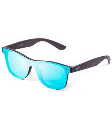 Gafas de sol Ocean Messina Matte Black con lentes planas azul espejo Revo Blue Sky, montura negra mate casual.