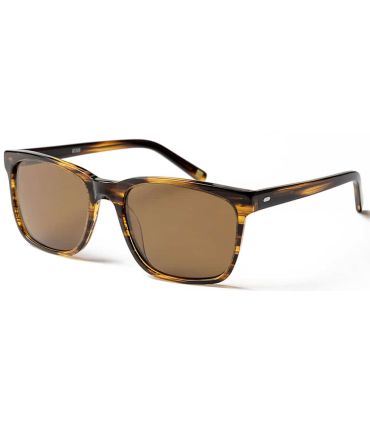 Gafas de sol polarizadas Ocean Burton Stripe Brown con montura marrón estriada y protección UV.