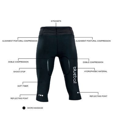 Mallas running Blueball BB100003 Mallas 3/4 Compresion Bolsillos