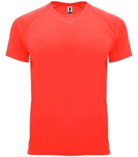 Camisetas técnicas running - Roly Camiseta Bahrain Coral Fluor rojo Textil Running