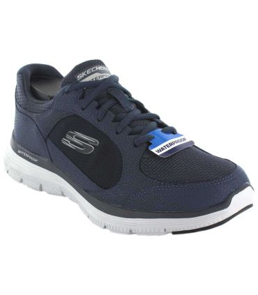 Zapatillas Skechers Flex Advantage 4.0 Waterproof hombre azul, piel resistente al agua y plantilla Memory Foam.