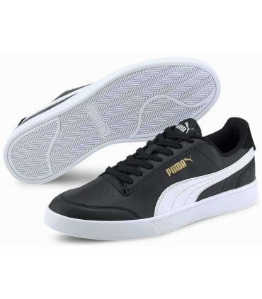 Zapatillas Puma Shuffle 04 negras para hombre, estilo retro de baloncesto en cuero sintético y detalles de ante.