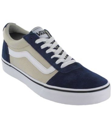 Zapatillas Vans Ward Retro Suede azul de ante y lona con suela blanca y diseño urbano clásico.