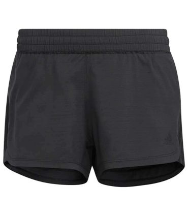 Pantalón corto Adidas Pacer Woven Heather 3S mujer gris para running y entrenamiento