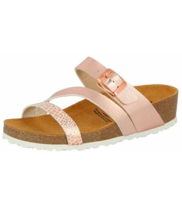 Sandalias Lico Natural Glitter para mujer con plantilla ergonómica de piel y acabado brillante.