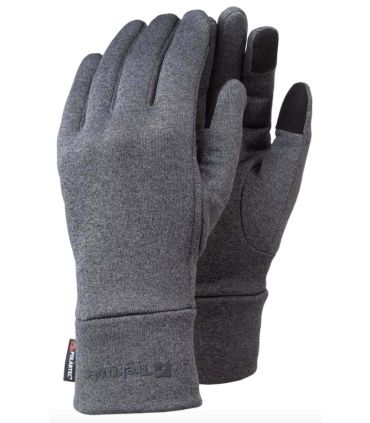 Guantes Trekmates Strath Glove Gris en tejido Polartec Power Stretch, diseño ajustado y térmico.