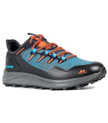 Zapatillas Hi-Tec Trek WP Azul de trekking para hombre, calzado impermeable y transpirable para montaña.