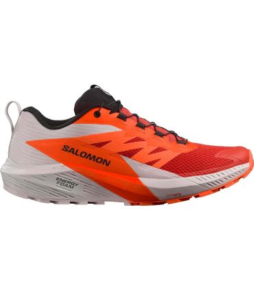 Zapatilla Salomon Sense Ride 5 para trail running con suela Contagrip y amortiguación suave todoterreno.