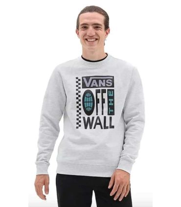 Sudadera Vans Global Stack gris de 100% algodón con capucha y logotipo en el pecho, estilo casual y cómodo.