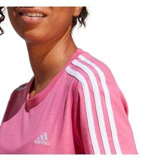 Camisetas técnicas running - Adidas Camiseta Essentials Slim Loungewear 3 Bandas rosa Textil Running