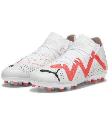 Botas de fútbol Puma Future Match Mg Jr blancas para niños, tecnología FuzionFit360 y suela multisuperficie MG.