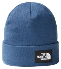 Gorro The North Face Dock Worker Shady Blue de punto reciclado, ajuste amplio y diseño versátil en color azul.