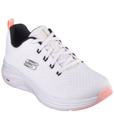 Zapatillas blancas Skechers Vapor Foam Fresh Trend para mujer, calzado deportivo vegano con amortiguación ligera.