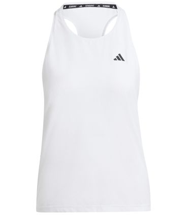 Camiseta running mujer Adidas Own The Run blanca sin mangas, tecnología AEROREADY y elementos reflectantes.