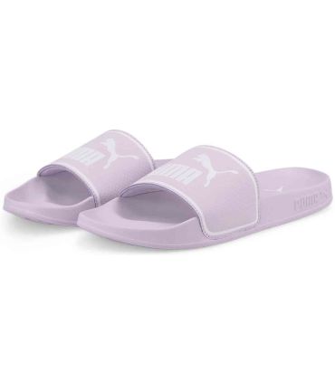 Chanclas Puma Leadcat 2.0 08 color lavanda, sandalias deportivas de verano con banda acolchada y logo Puma.