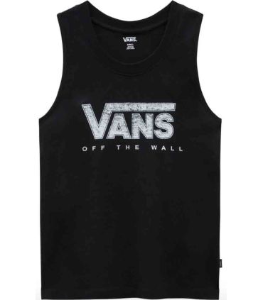 Camiseta Vans Checker Impact Muscle-B mujer negra, diseño sin mangas de corte casual.