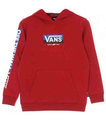 Sudadera Vans Easy Logo roja para niño con capucha y logotipo frontal en color Chili Pepper.