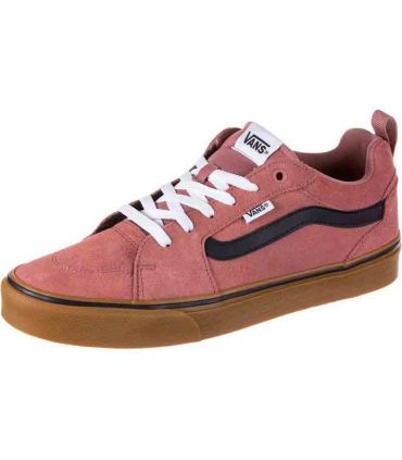 Zapatillas Vans Filmore Suede Washed Port para hombre, calzado urbano de gamuza color granate con suela blanca.