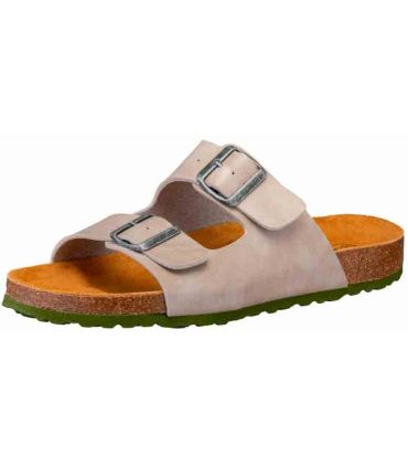 Sandalias Lico Bioline Concrete para mujer en color beige con plantilla de corcho natural y suela amortiguadora.