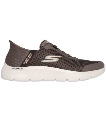 Zapatillas Skechers Slip-ins Go Walk Flex BRN marrones para hombre, calzado sin cordones con tecnología Hands Free.