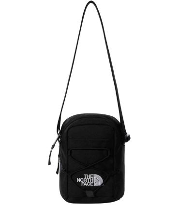 Bolso bandolera The North Face Jester Crossbody negro con cordón elástico frontal y acabado repelente al agua DWR.