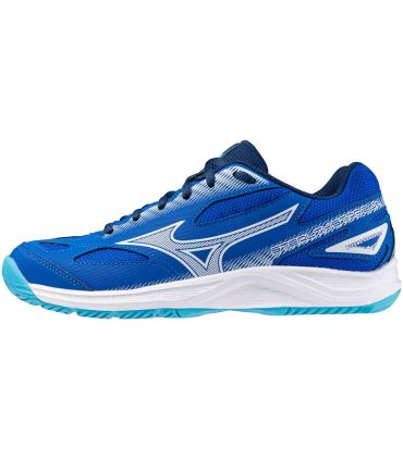 Zapatillas de balonmano Mizuno Stealth 2 Junior Azul para niños, calzado ligero y estable para pistas indoor.