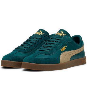 Tenis urbanos Puma Club II Era Verde de piel y ante con suela de goma y diseño retro de inspiración futbolística.