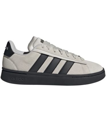 Zapatillas Adidas Grand Court Alpha 00s gris para hombre, estilo retro urbano con tecnología Cloudfoam y piel sintética.