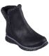 Bota negra Skechers Synergy Lovely Collab de piel vegana con cremallera y ribete de knit brillante.