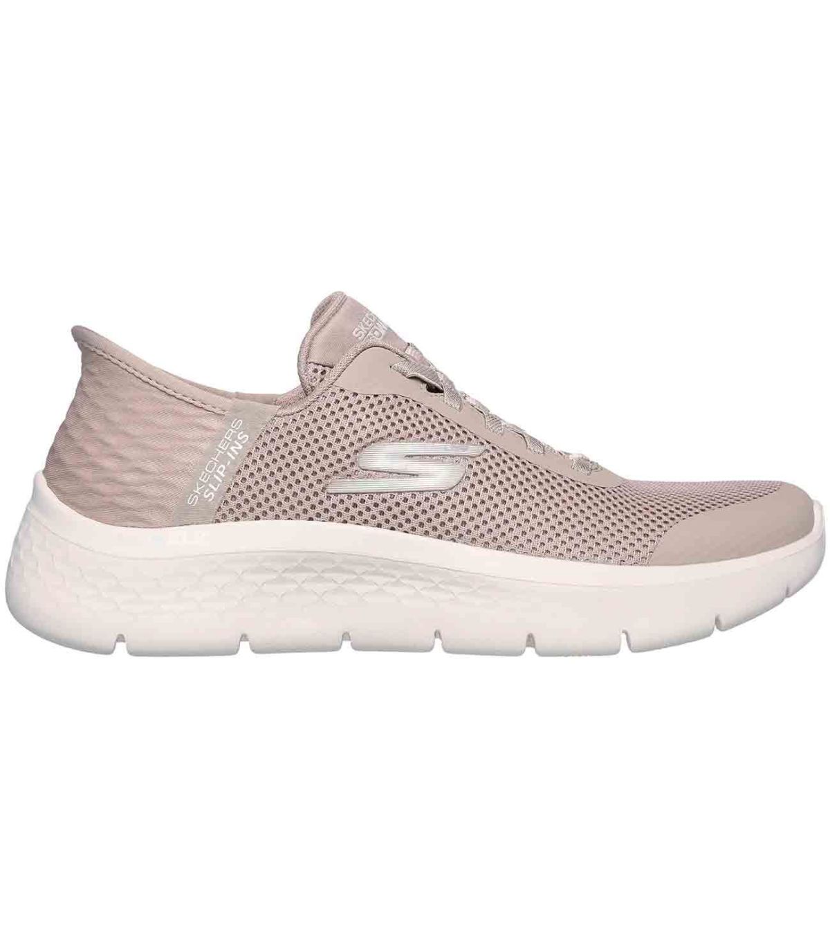 Zapatillas Skechers Slip-ins Grand Entry beige para mujer con tecnología Hands Free y amortiguación Ultra Go.