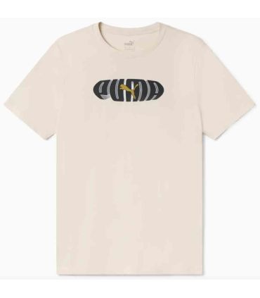 Camiseta Puma Essentials+ Graphic de manga corta con logotipo estampado para deporte y estilo casual.