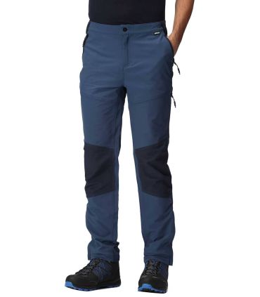 Pantalón de montaña Regatta Questra V azul para hombre, ideal para senderismo y actividades al aire libre.