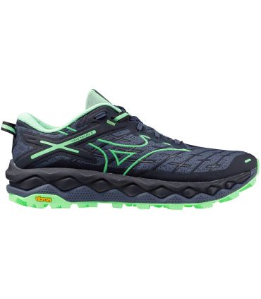 Zapatillas Mizuno Wave Mujin 10 Negro de trail running para hombre con suela Vibram de gran agarre y estabilidad.