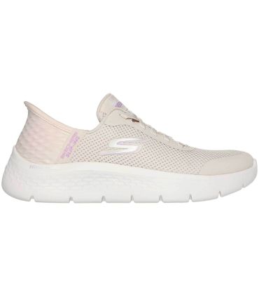 Zapatillas Skechers Slip-ins Grand Entry beige para mujer, diseño sin manos con plantilla Air-Cooled Memory Foam.