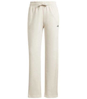 Pantalones Adidas Essentials beige para mujer con logo pequeño y dobladillo abierto Feel Cozy.