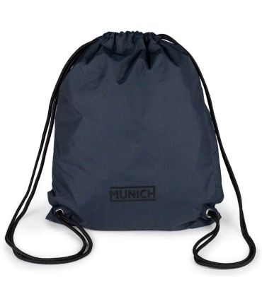 Mochila saco Munich Gym Sports 2.0 azul marino con cierre de cuerdas y logotipo frontal para deporte y gimnasio.