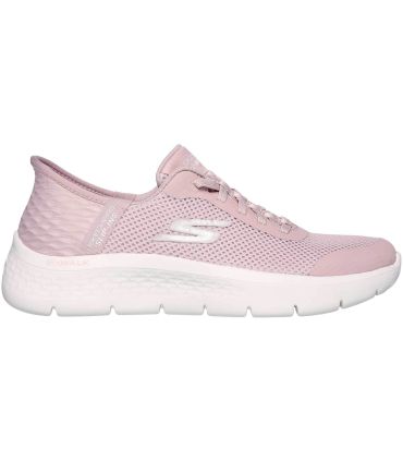 Zapatillas Skechers Slip-ins Grand Entry beige rosa mujer, calzado deportivo sin cordones con tecnología Hands Free.
