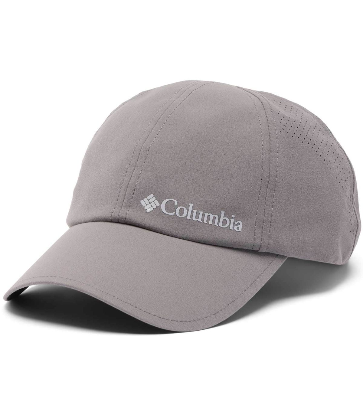 Gorra Columbia Silver Ridge IV gris unisex, transpirable con tecnología Omni-Wick y Omni-Shield para senderismo.
