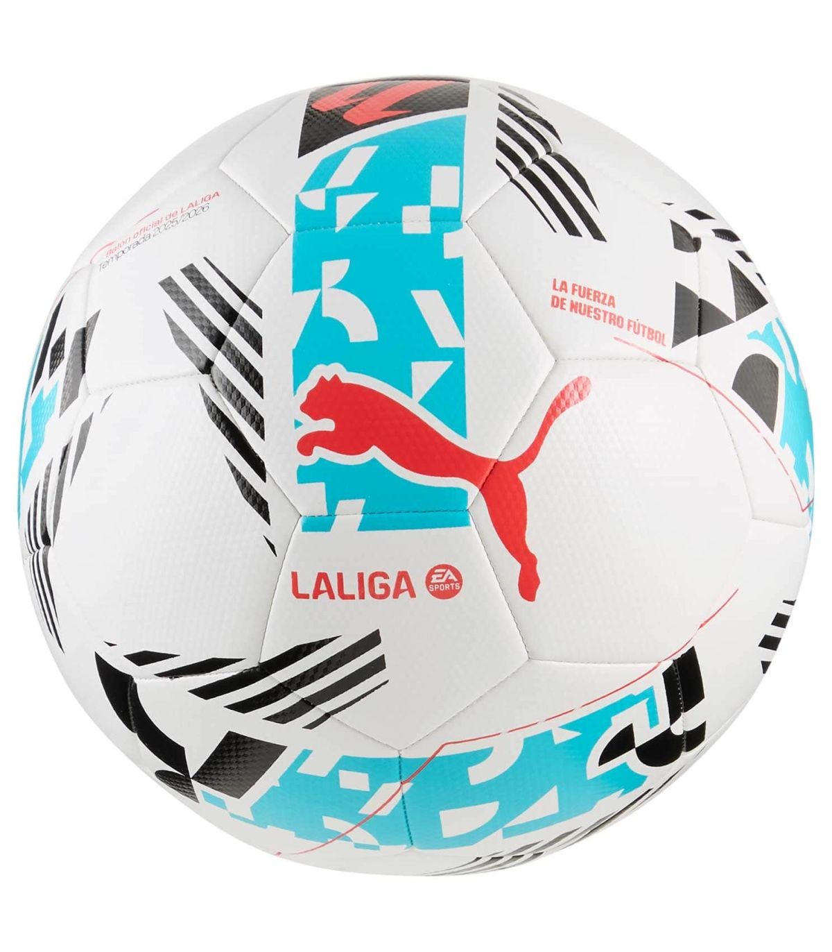 Balón de fútbol Puma Orbita LaLiga 2025-2026 talla 5 híbrido con logotipo oficial estampado.