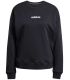 Sudadera Adidas LIN FT SWT mujer negra de felpa francesa con corte clásico y detalles en canalé.