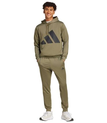 Chándal Adidas Bl French Terry verde oscuro para hombre, conjunto de sudadera con capucha y pantalón deportivo.