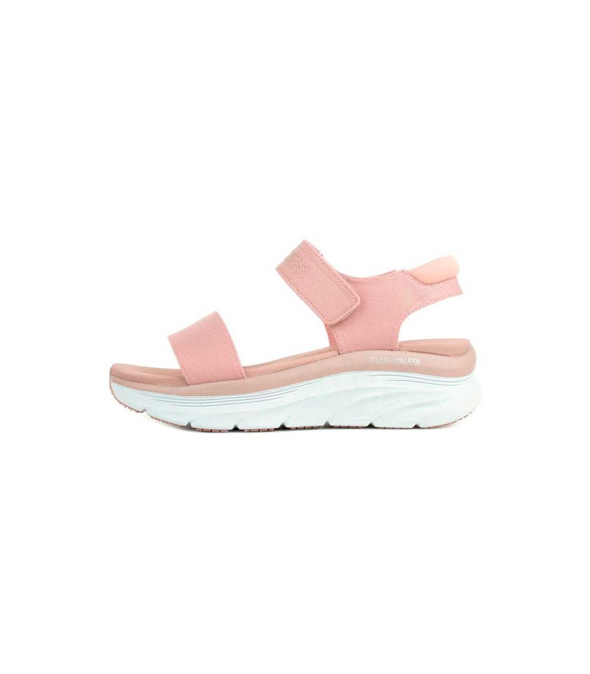 Sandalias Skechers D'Lux Walker New Block Rosa de mujer, Relaxed Fit con plantilla Luxe Foam y suela Skech-Foam.