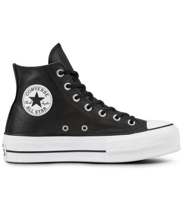 Zapatillas Converse Chuck Taylor All Star Lift Platform de cuero con suela de plataforma blanca.