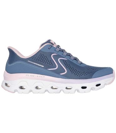 Skechers Glide Step Sole azules: zapatillas de mujer Hands Free Slip-ins con amortiguación Memory Foam y diseño vegano.