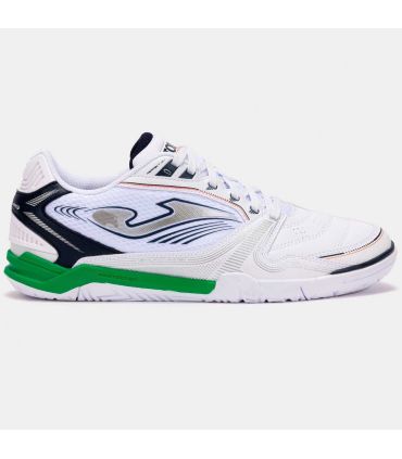 Zapatillas de fútbol sala Joma Dribling 25 blancas para pista indoor con suela de caucho de alta resistencia.