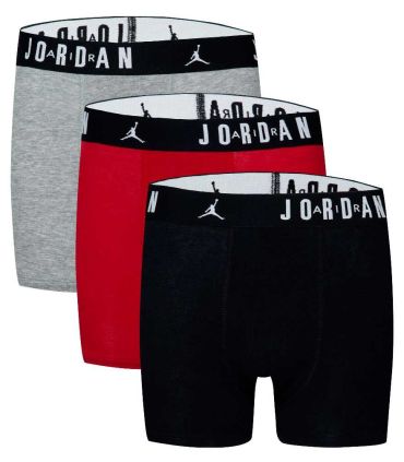 Pack 3 calzoncillos bóxer Jordan Flight Cotton Core Jr para niños, algodón elástico y transpirable.