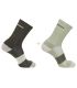 Salomon Calcetines Evasion Crew 2 Pack Verde, calcetines de senderismo ligeros y transpirables para uso diario.