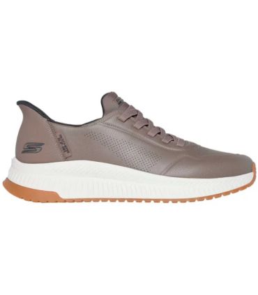 Skechers Slip-ins BOBS Sport Squad Chaos 4 beige, zapatillas de hombre con tecnología Hands Free y Memory Foam.